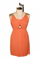 Crochet Back Dress - Coral