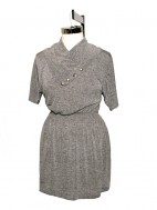 Button Cowlneck Dress - Lt Grey