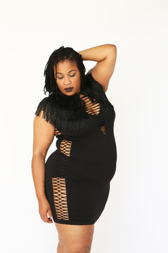 Teggings Shredded Cage Minidress- Black 