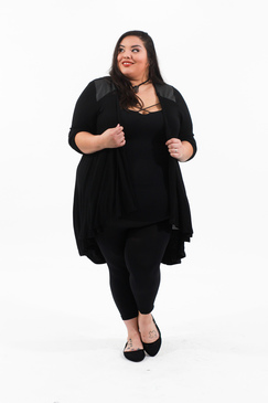 Under the Leather Cardigan - Black
