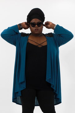 Under the Leather Cardigan - Teal