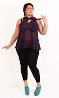 Bubblegum Pop Pussybow Top- magenta & navy