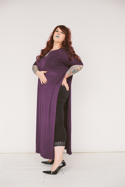 Vent Tee Maxi Dress- Dark Orchid