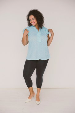 Mint Chip Polka Dot Pussybow Top