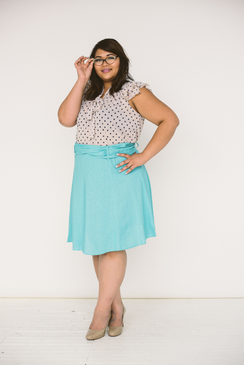 Tan Polka Dot Pussybow Top