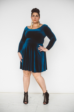 Winter Wonderglam Skater Dress - Sapphire 