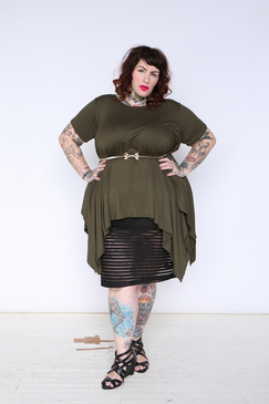 The Most Perfect Tunic - Sharkbite Hem-Box Cut - Olive