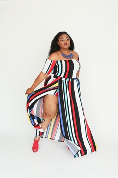 PRIMARY: Rainbeaux Stripe Jumpsuit Gown