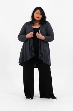 Under the Leather Cardigan - Grey