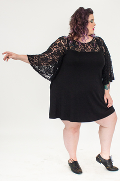 Draped in Lace Tunic - Black
