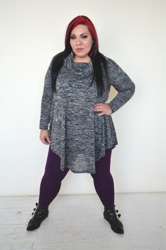The Most Perfect Cowlneck Sweater Tunic- Heathered Charcoal
